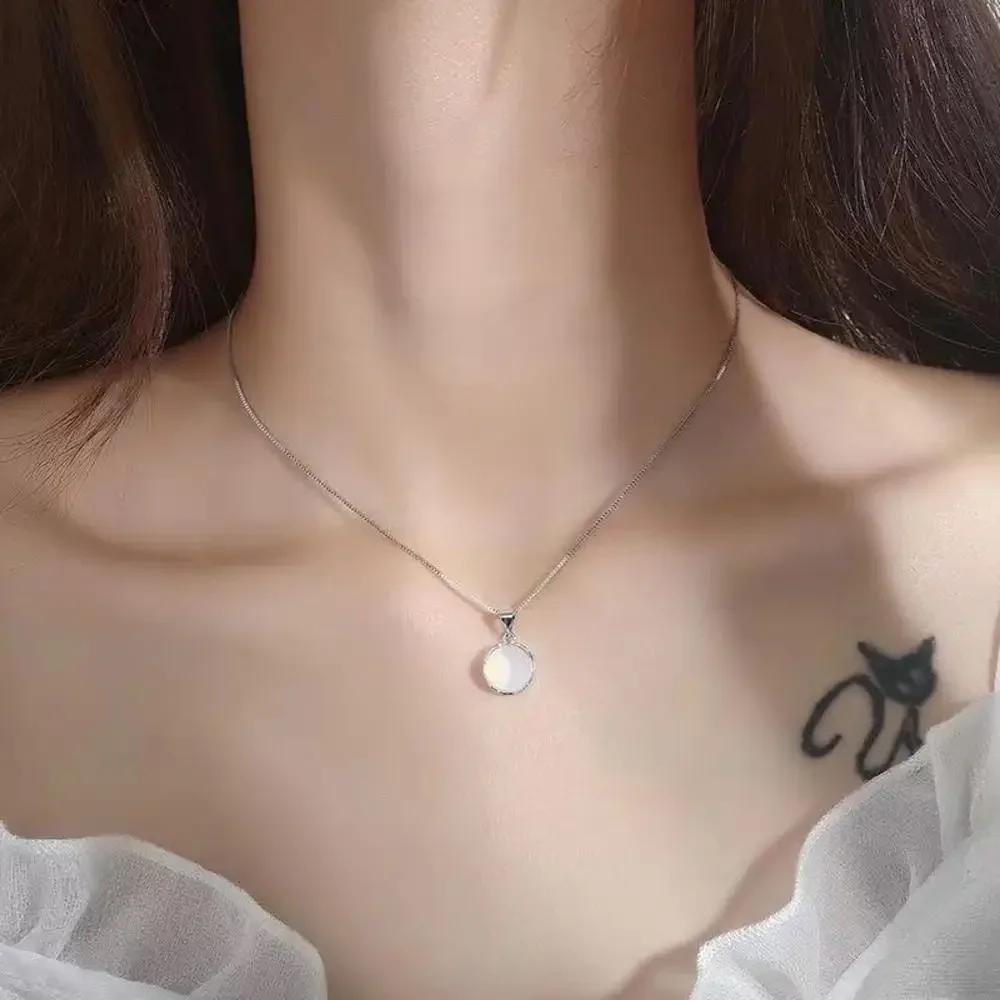 Новые овальные подвески-ожерелья цвета серебра с аквамарином для женщин, роскошные цепочки-колье в виде змеи, модные ювелирные аксессуары