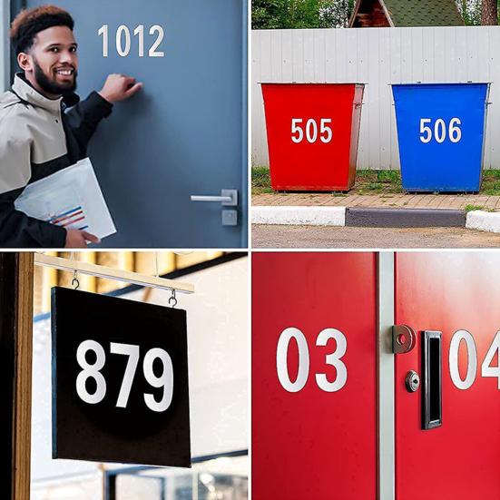 5 листов, 2/3/4 дюйма, светоотражающая наклейка с номером почтового ящика от 0 до 9, водонепроницаемая, высеченная, самоклеящаяся виниловая, современная наклейка с номером дома, украшение для окна, двери