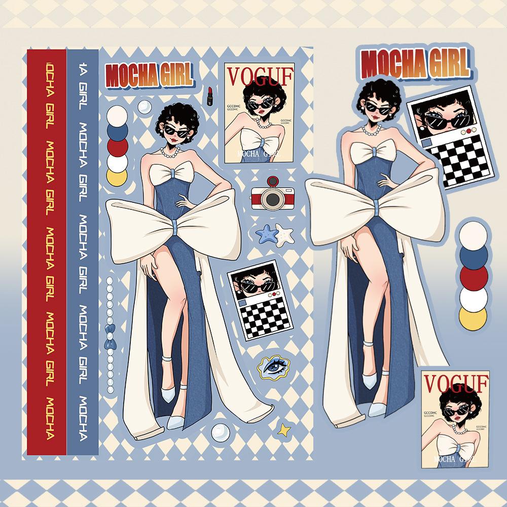 8 наклеек с персонажами Лоли Гёрл Гука для DIY ручного аккаунта, маленьких карточек, украшения мобильного чехла, корейский инс