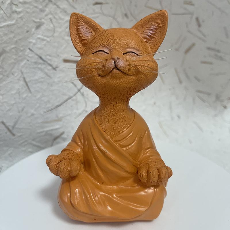 Скульптура кошки для медитации, украшения для дома, черная смоляная йога, сидящая кошка дзен, черный будда, украшение для сада на открытом воздухе