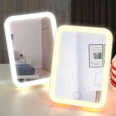Портативное складное зеркало с подсветкой LED 3 режима цвета зеркало для путешествий USB туалетный столик с подсветкой для макияжа зарядка