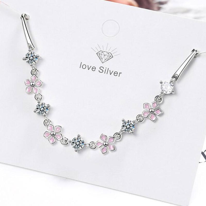 Женский браслет Элегантность Цветок вишни Цирконий Изменяемый размер Браслета Ювелирные Изделия Девушка Леди Подарок На День Рождения