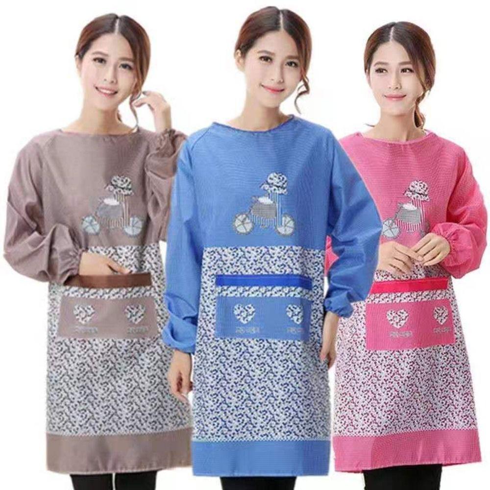 Oil-Proof Long Sleeves Cooking Apron Anti-Dust Cooking Cover Clothing Kitchen Apron Restaurant