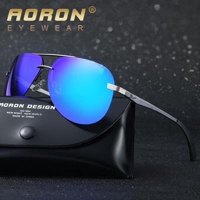 aoron Модные поляризационные солнцезащитные очки, классические зеркальные очки с антибликовым покрытием в металлической оправе UV400, солнцезащитные очки для мужчин и женщин