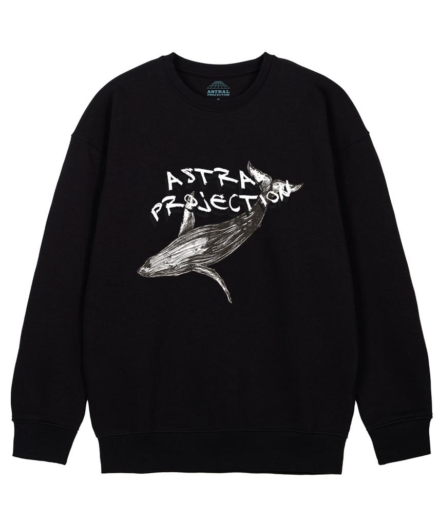 ASTRAL PROJECTION Whale Loose Fit Sweatshirt_Black