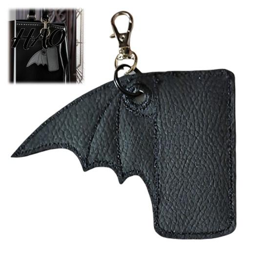 Waterproof Igniter Cover Gothic Bat Case Keychain, Punk Faux Leather Holder, Portable Sleeve Pouch for Backpack Pendant Halloween Keychain