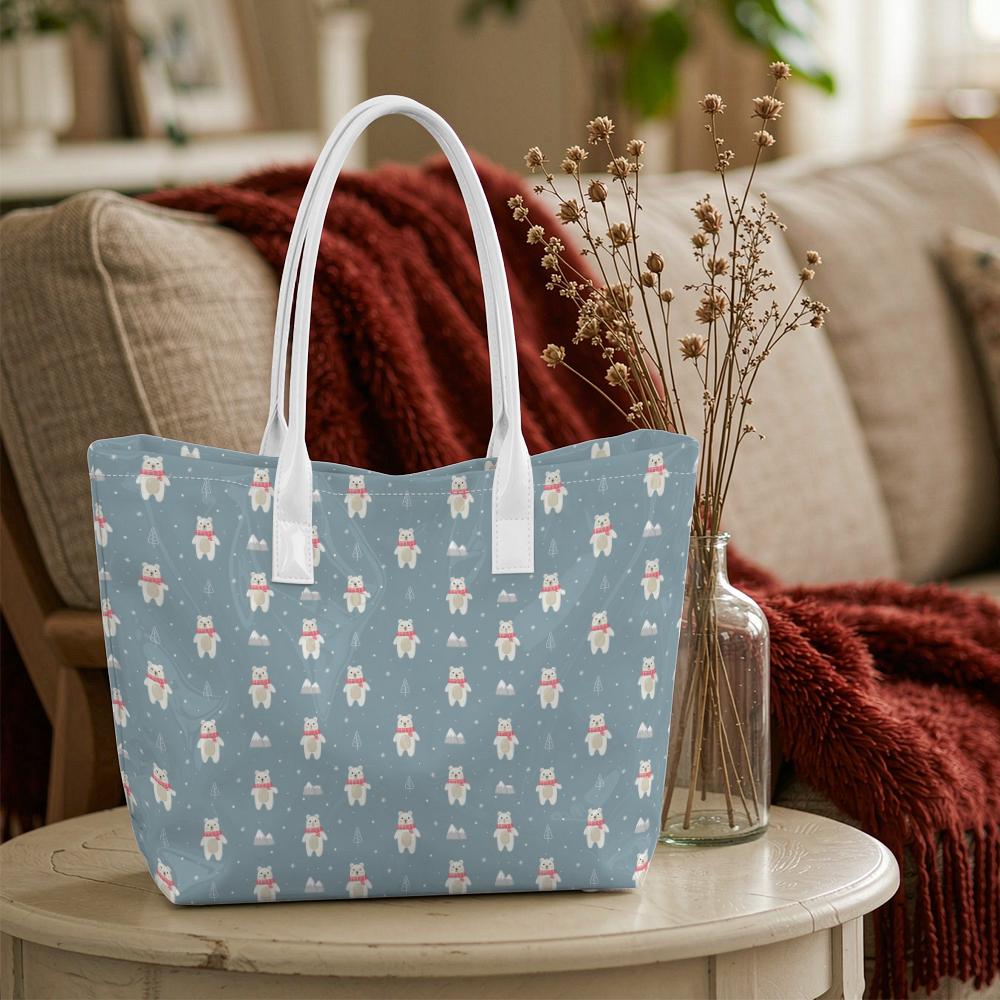 Cute Bear Pattern Tote Bag Fashion Casual Large Capacity Daily Outdoor Shoulder Handbag