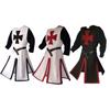 Mens Medieval Crusader Knights Templar Tunic Cosplay Costumes Renaissance Halloween Surcoat Warrior Cloak Tops Belt