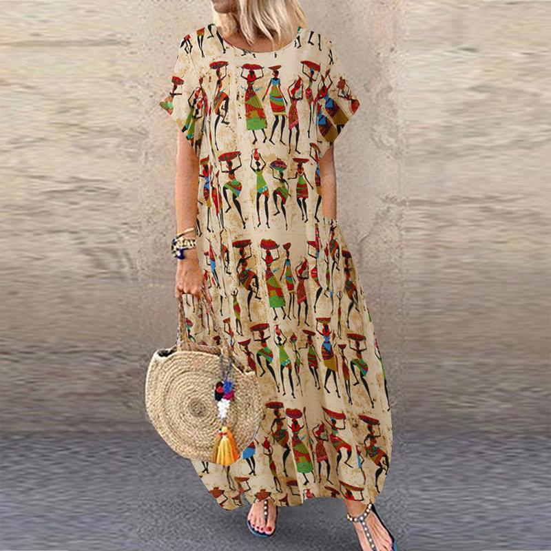 ZANZEA летний сарафан свободного кроя с цветочным принтом