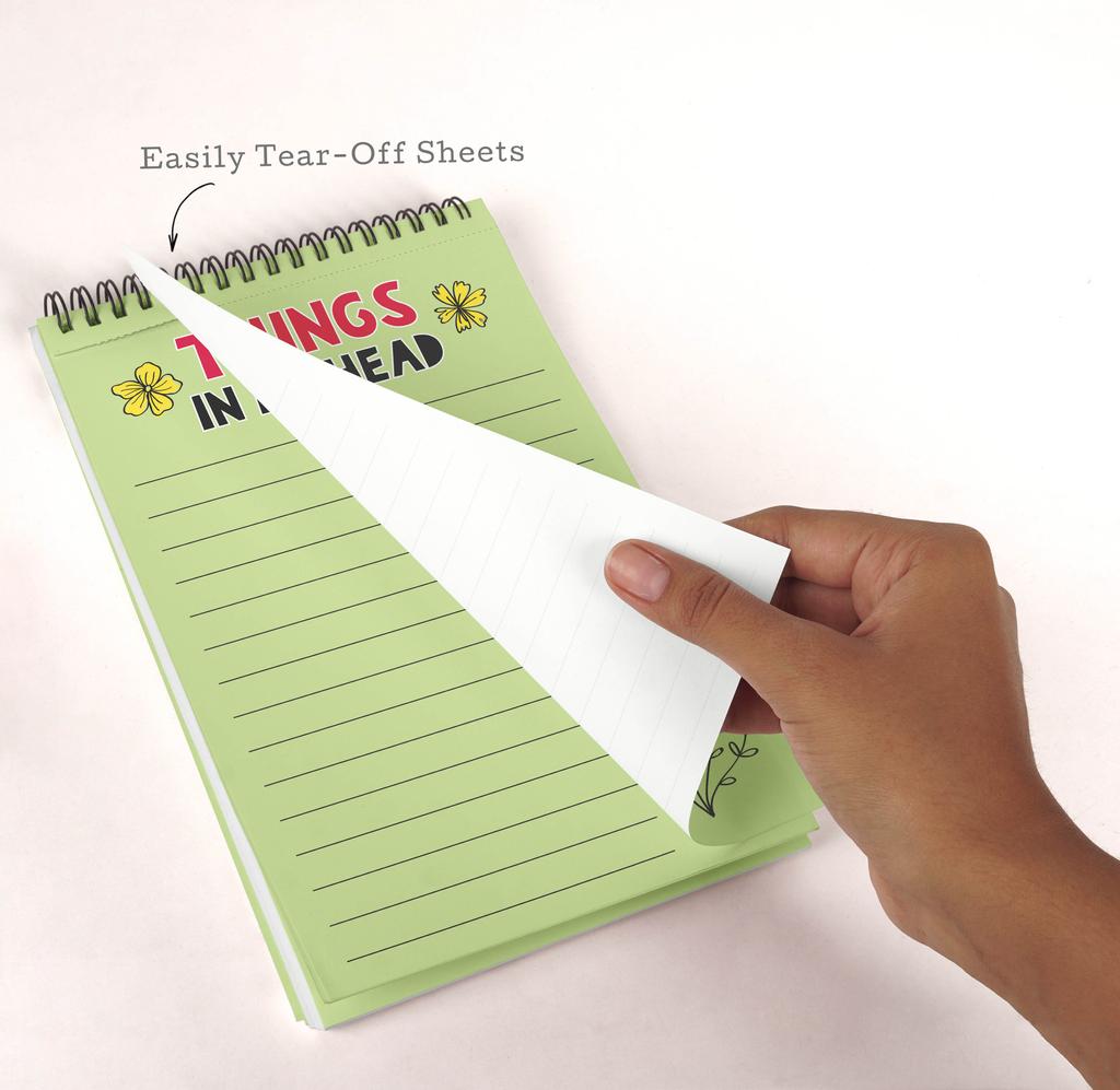 Inkdotpot Блокнот со списком дел – 6” X 9” бумажные канцелярские принадлежности, список дел в моей голове, блокнот с цветочным узором и спиралью, ежедневный контрольный список-(50 листов)