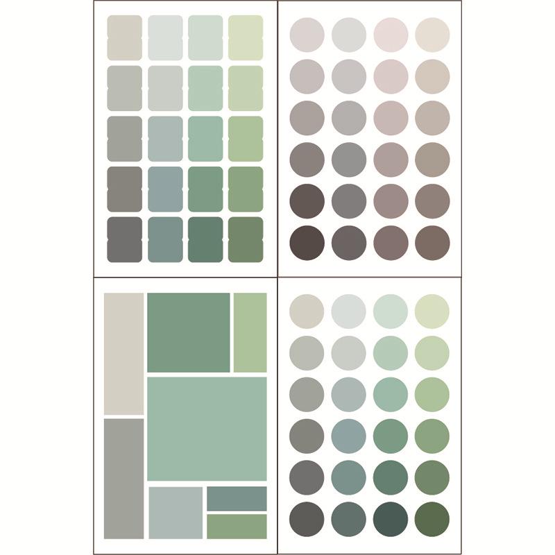 Многоцветные наклейки-этикетки Yuezhen - набор из 4 шт. (Круглые, квадратные, индексные заметки)