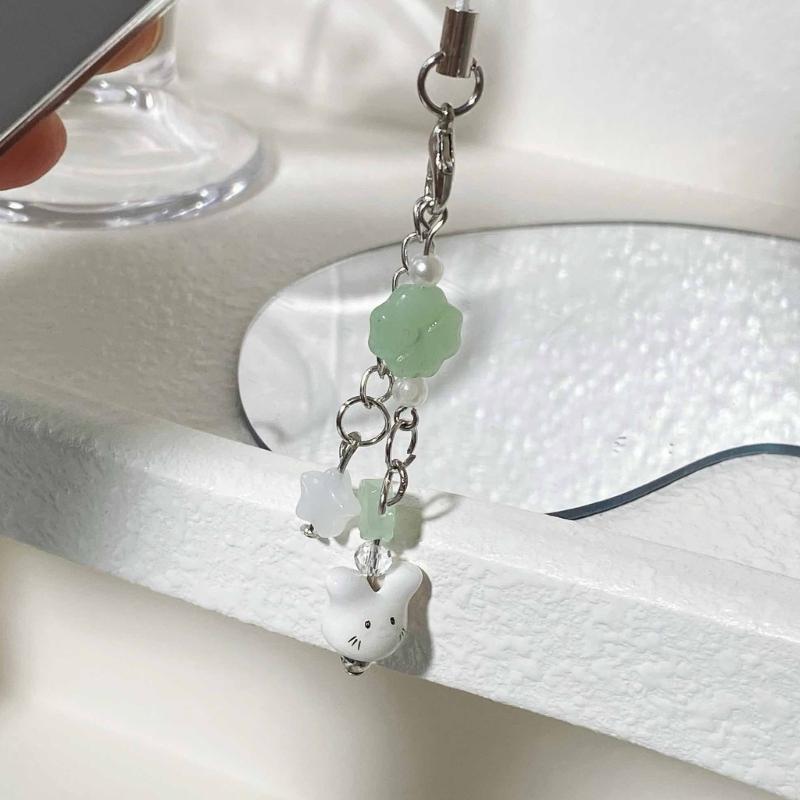 Многоцелевой Шарм Ручной Работы с Бусинами в Виде Кроликов, Милый Ремешок для Телефона, Стильный Аксессуар, Портативный для Модного Украшения