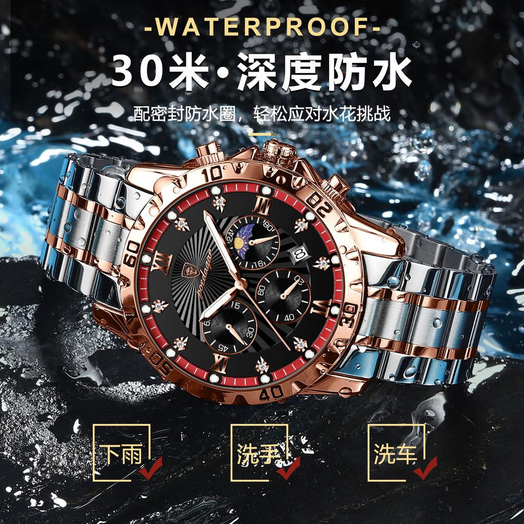 POEDAGAR National Top Swiss Brand Waterproof Men's Watch New Multifunctional Quartz Luminous Watch