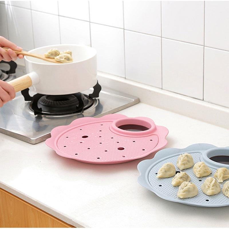 Двухслойная обеденная тарелка в форме цветка Блюдо для клецок Поднос для суши Дренируемая обеденная тарелка для клецок