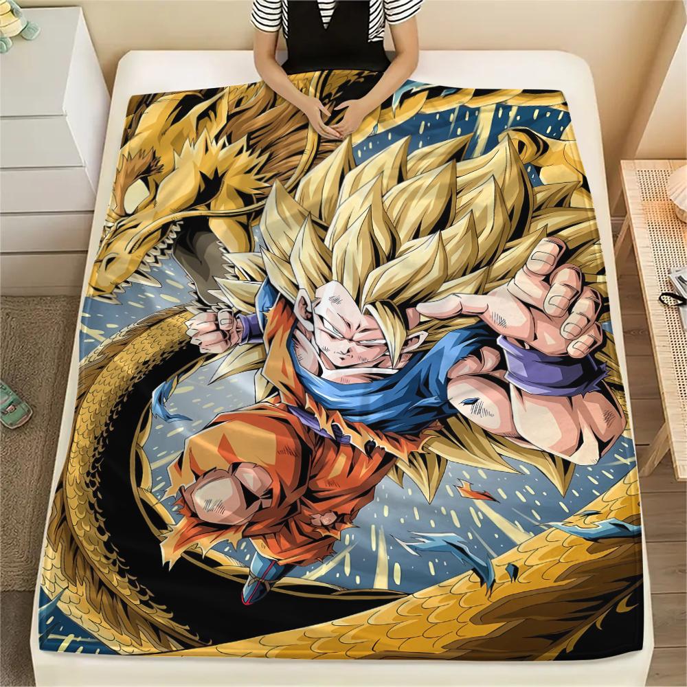 Фланелевое одеяло с принтом персонажей Dragon Ball, Высококачественное, Удобное для всех сезонов, Декор для дома, Тепло и уют, Идеально для рождественских подарков