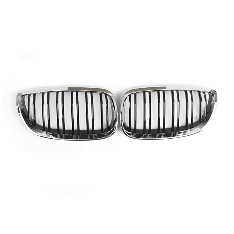 Racing Style Front Kidney Grill Dual Slat Grille For BMW 3 Series E92 E93 Coupe 2006- 2010 Gloss Black+ Chrome 51137157277-A91R
