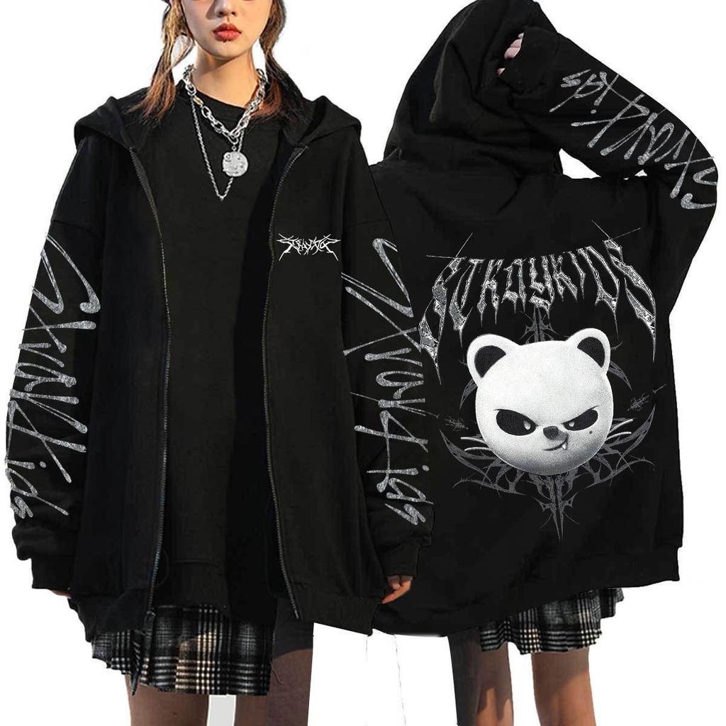 Худи из хлопка с принтом Stray Kids Dominate Harajuku для мужчин и женщин, худи на молнии свободного кроя