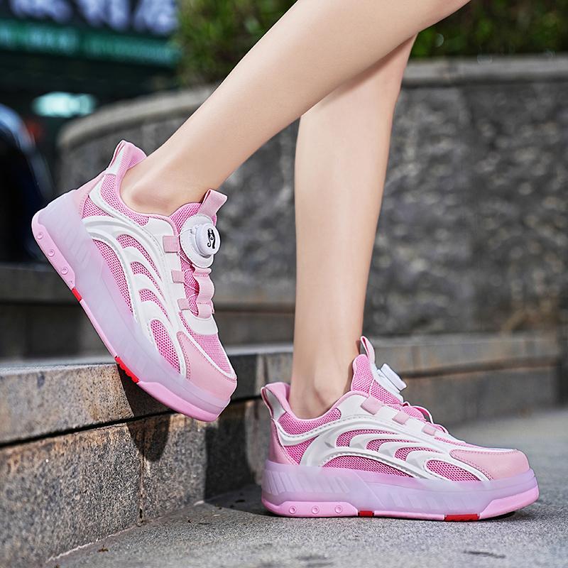 TUINANLE Светящиеся кроссовки с двумя колесами, светящаяся обувь для роликовых коньков, светодиодная обувь для девочек, зарядка через USB