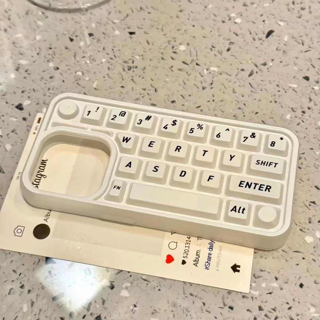 Белый фон буквы Снять стресс клавиатура Чехол для телефона Для iPhone 16 15 Pro Max 14 11 13 12 XR 8 7 Plus XS MAX Чехол