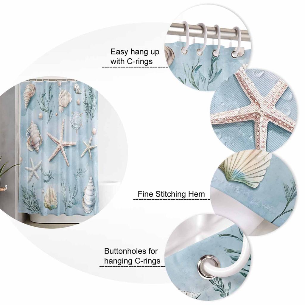 Синяя морская звезда Занавеска для душа для ванной Художественная красочная Коврик для ванной Декорация для домашнего декора