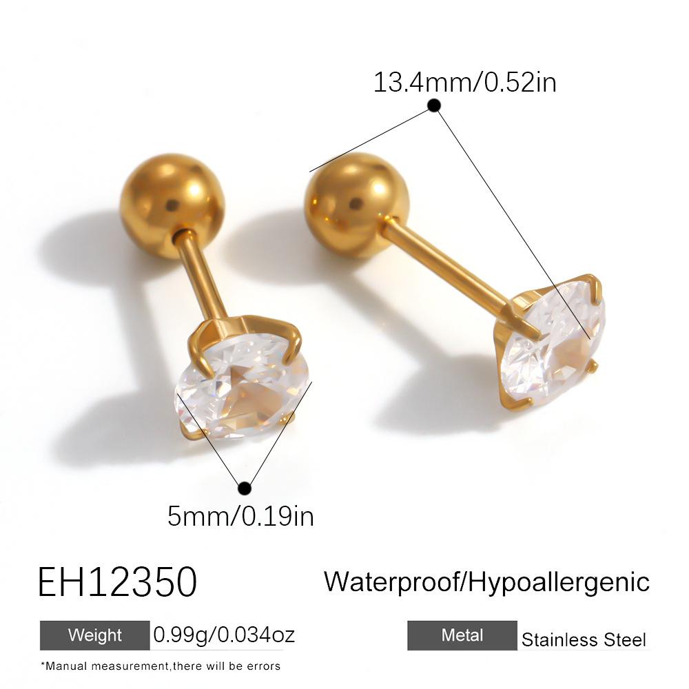 Yuhui Cross-border Stainless Steel C-shaped Embedded Drill Semicircle Solid Color Steel Color Classic Women's Hoop Earrings
