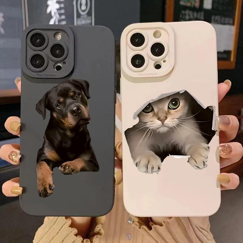 Cute Cat Dog Pattern Phone Case For Samsung Galaxy A16 A14 A13 A54 A33 A34 S25 S24 S23 Ultra S22 Plus S21 FE Silicone Soft Cover