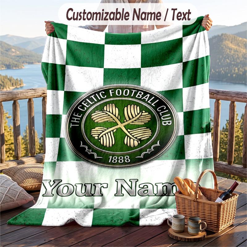 Фланелевое одеяло с принтом Celtic FC, с возможностью добавить имя, мягкий плед для дивана и кровати