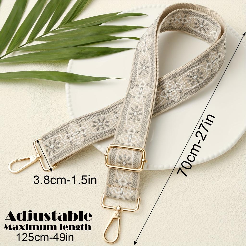 3.8cm Wide Retro Pattern Detachable Adjustable Shoulder Strap, for Crossbody Bag Handbag Tote Bag Travel Bag Waist Pack Camera Strap Replacement