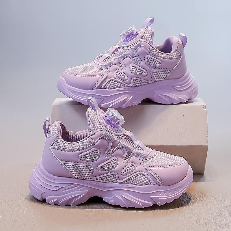 Девочки сетчатые кроссовки 2025 осень новые мягкая подошва нескользящие дышащие модные универсальные повседневные туфли для детей среднего и старшего возраста