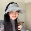 Summer Empty Top Hat for Women Ruffle Brim Solid Color Large Brim Sunscreen UV Protection Ponytail Cap Girls Travel Outdoor Hat
