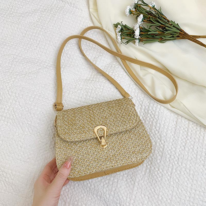 Плетеные женские сумки Модные весенние и летние сумки-мессенджеры Женские соломенные плетеные сумки Простые иностранного стиля Маленькие квадратные сумки