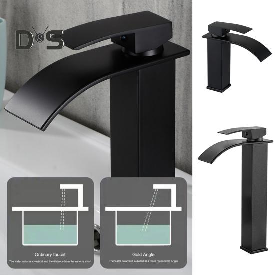 Водопадный смеситель для ванной комнаты с одной ручкой управления, современный дизайн, простая установка, смеситель для умывальника с водопадным изливом