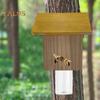 Wood House Carpenter Bee Trap with Clear Bottle Outside Natural Wood Boring Bee Trap Weather-proof Outdoor Hanging Bee Catcher