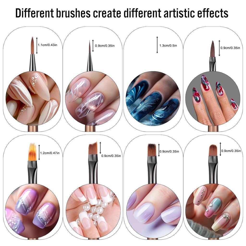 14 PCS Nail Design Painting Brush Set Nail Art Brushes Acrylic Nailbrush Double-ended Nails Art Brushes Extension Gel Builder Nails Gel Brush Dotting