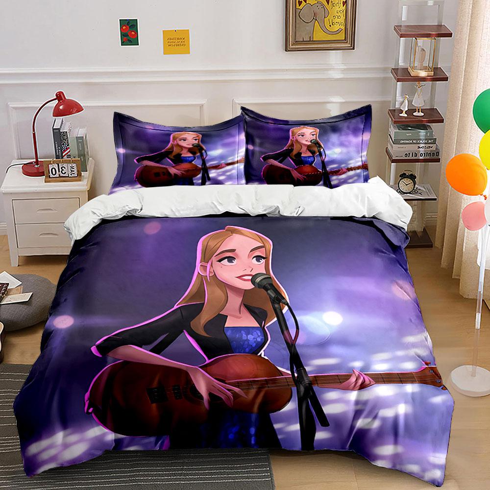 Guitarist on Stage Illustration Bedding Duvet Cover Set Duvet Cover Pillowcases (1*Duvet Cover 2*Pillowcases, without duvet insert)