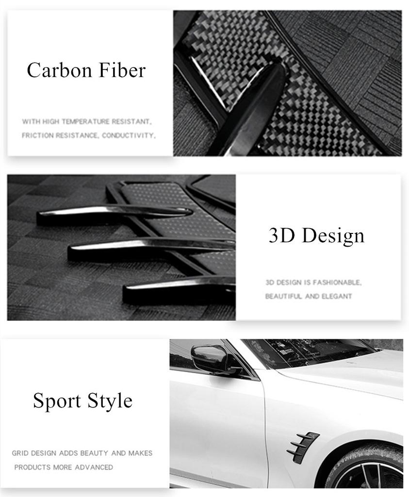 Универсальный 100% Настоящий Углеродное Волокно Автомобильный Передний Боковой Воздухозаборник Крыла Накладка Акулья Жабры Боковая Вентиляционная Наклейка Спортивный Стиль