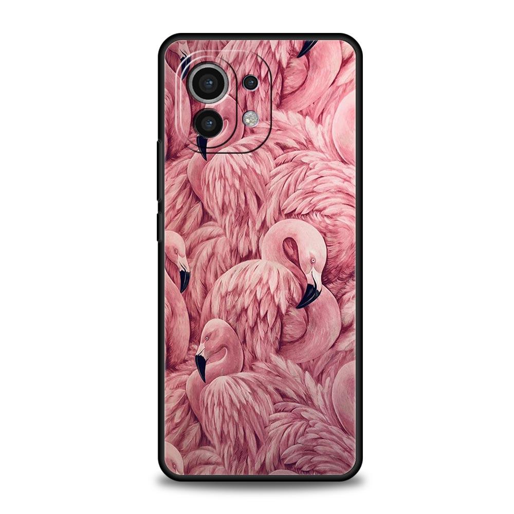 Розовый, красный чехол с изображением фламинго для телефона Xiaomi 13 12 11 Lite 12T 11T 10T 9T Mi Poco X5 M4 M3 X4 X3 Pro F5 F4 F3 GT 5G, черный чехол