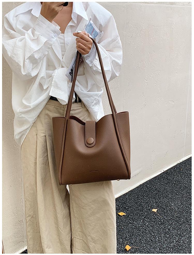 Женская вместительная ретро-сумка-тоут для поездок на работу, Зима 2025, Мягкая кожа, Высококлассная сумка через плечо