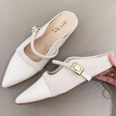 Модные высококачественные сандалии-балетки с острым носком, женские модные сандалии-слайдеры с узким ремешком и пряжкой, лаконичная удобная нескользящая дизайнерская обувь