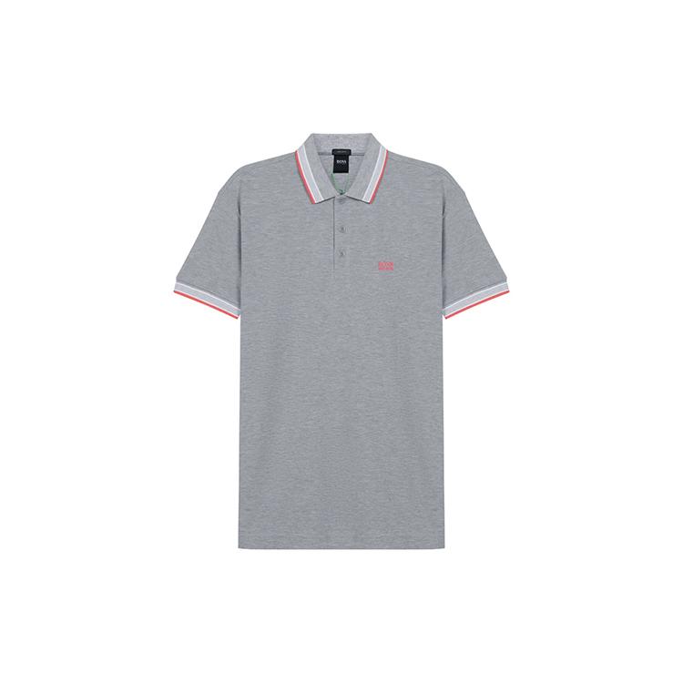 HUGO BOSS Polo Shirts Men's Gray Polo Collar Moderate Straight Fit 50398302-066