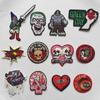 Punk Skulls Iron On Patch Embroidery Stickers Heat Press Appliqued Parches Ropa Clothes Stickers Diy Stripe Thermoadhesive Badge