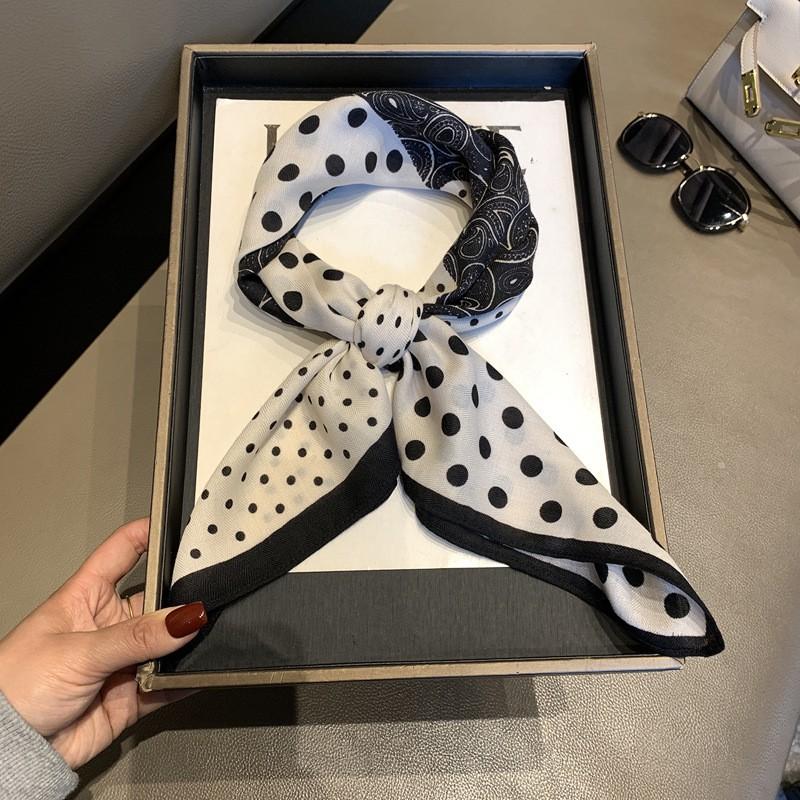 70cm Square Cotton Scarf Women - Retro Print Lightweight Neck Wrap All-Season Fashion Accessory