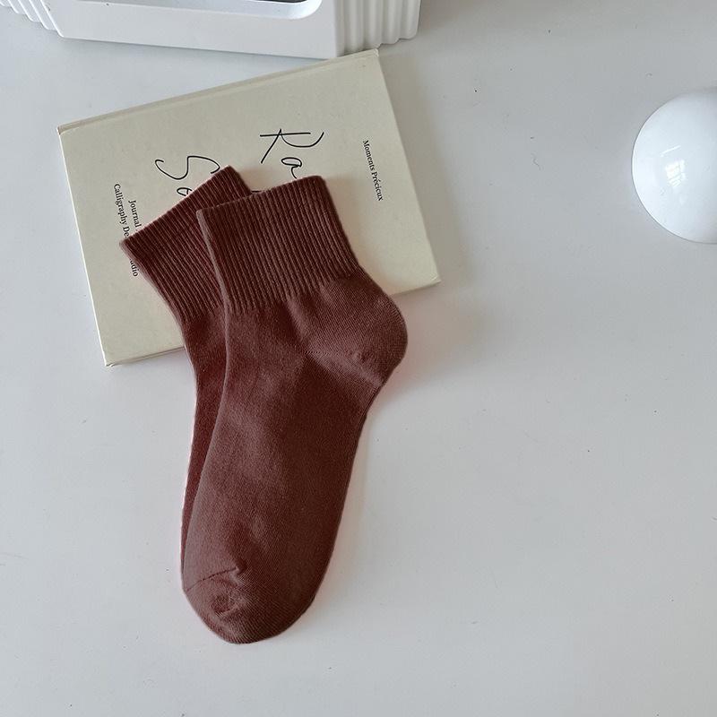 Женские спортивные носки из хлопка макаронных цветов - Дышащие, Влагоотводящие, Не скатывающиеся, Средней длины для весны и осени