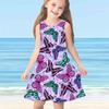 Girls' Dress Sleeveless 3D Purple Colorful Butterfly Print Summer Daily Cute Casual Sweet Kids A Line Dress Tank Dress