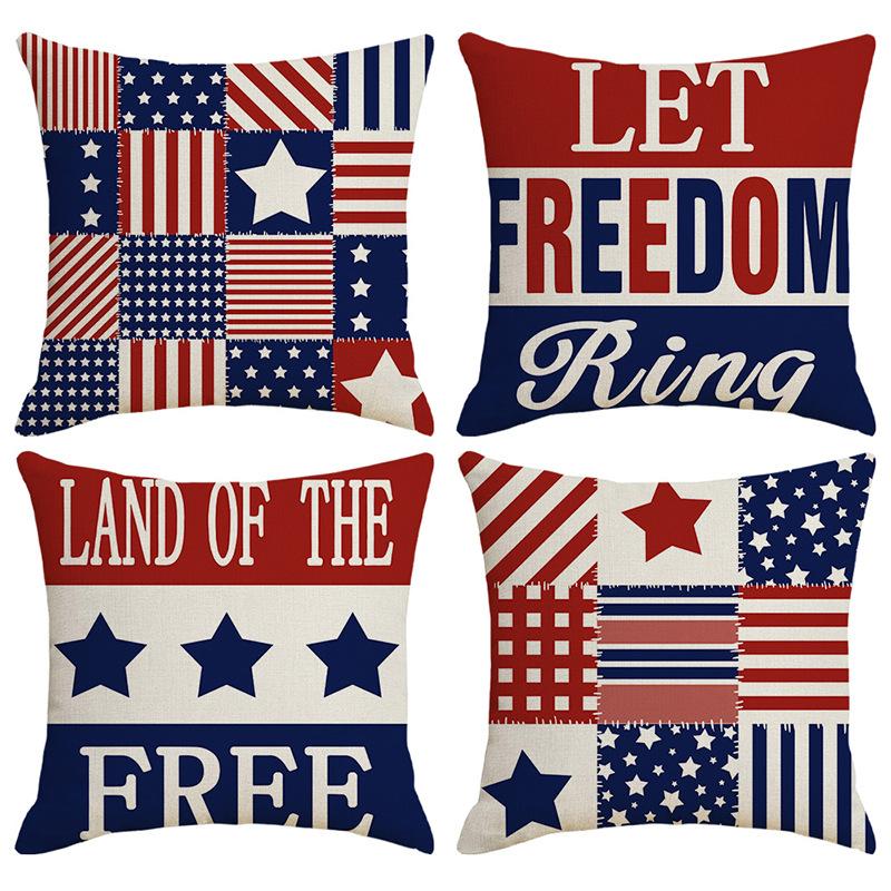 2Pcs Printed America Festival Throw Pillowcase Cojines 250/Semiquincentennial Decoration Sofa Square Cushion Cover 45X45Cm
