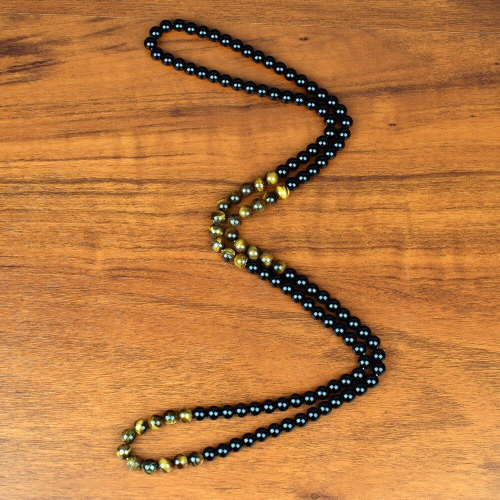 Ожерелья для медитации из черного оникса для женщин, модные ожерелья из натурального тигрового глаза с камнем из обсидиана, мужские ожерелья для йоги, молитвы, ювелирные изделия ручной работы