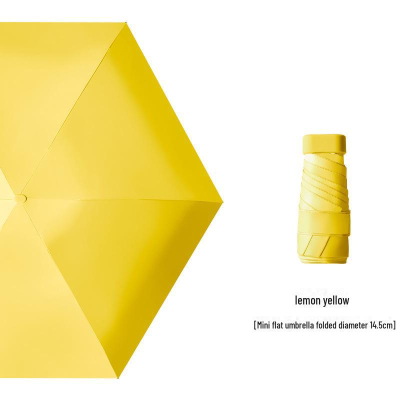 Креативный мини-зонт на клею шестикратного сложения черного цвета — компактная женская капсула для защиты от солнца и дождя, солнцезащитный экран двойного назначения.