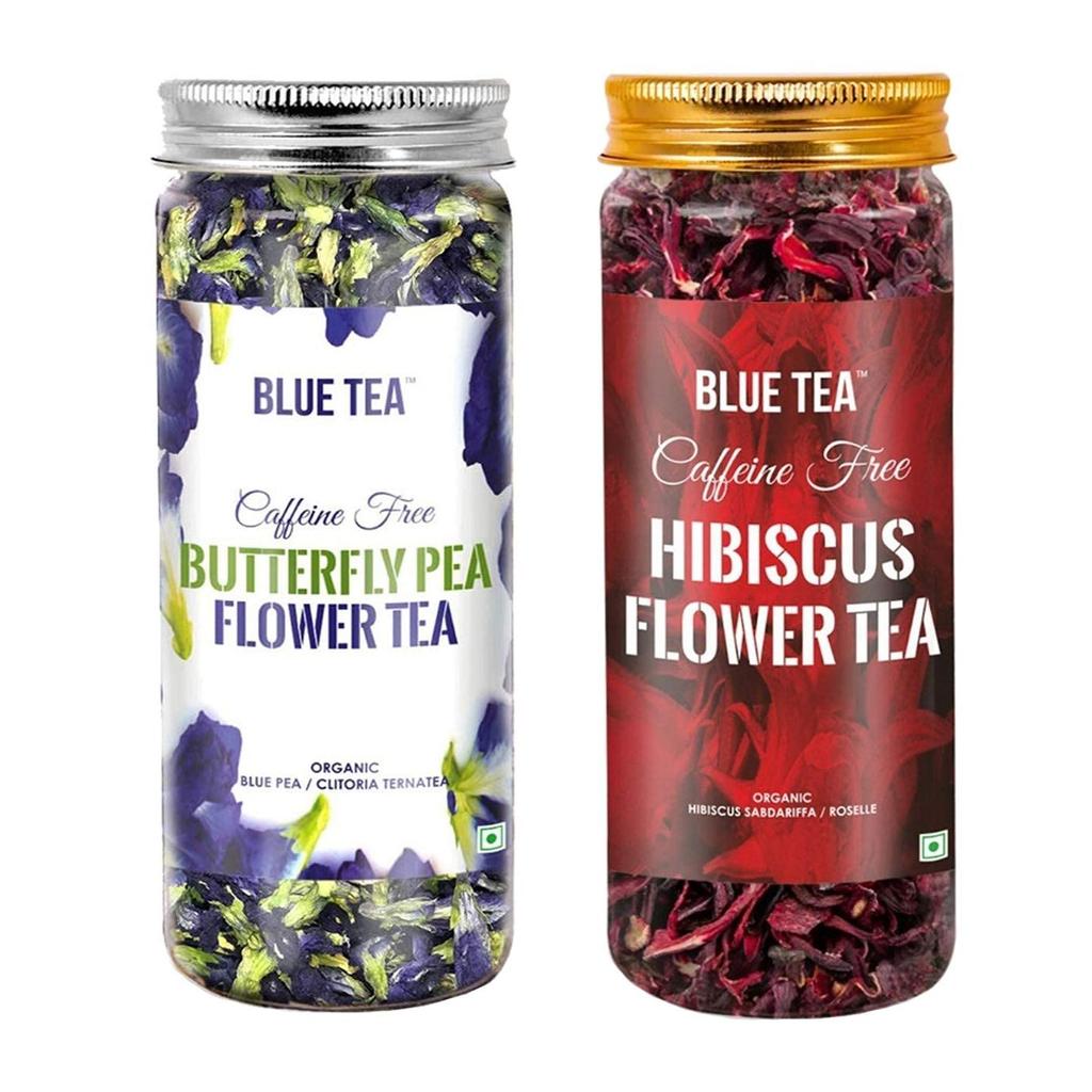 Clitoria and Hibiscus Flower Tea Set (75 G), Butterfly Pea Flower & Hibiscus Flower Tea Set, Blue Tea
