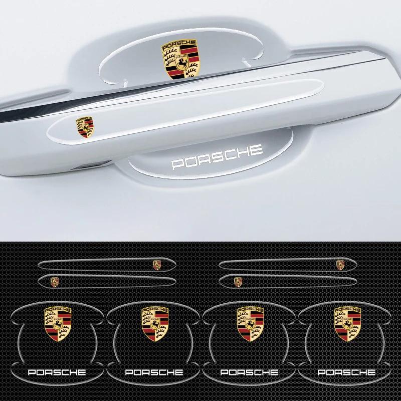 AABKW1 8Pcs Car Door Handle Sticker Transparent Anti-scratch Protective Strip For Porsche Panamera Macan Boxster Cayman Cayenne 911 718