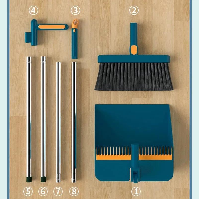 Вертикальная метла и совок для мусора, набор для уборки веников для офиса, дома, кухни, пола в помещении, набор для уборки веников и совок для мусора